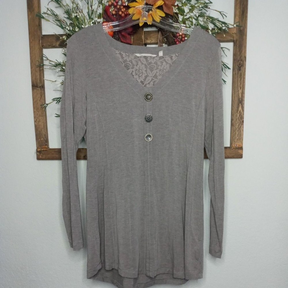 Soft Surroundings Brown Long Sleeve Blouse Size Small